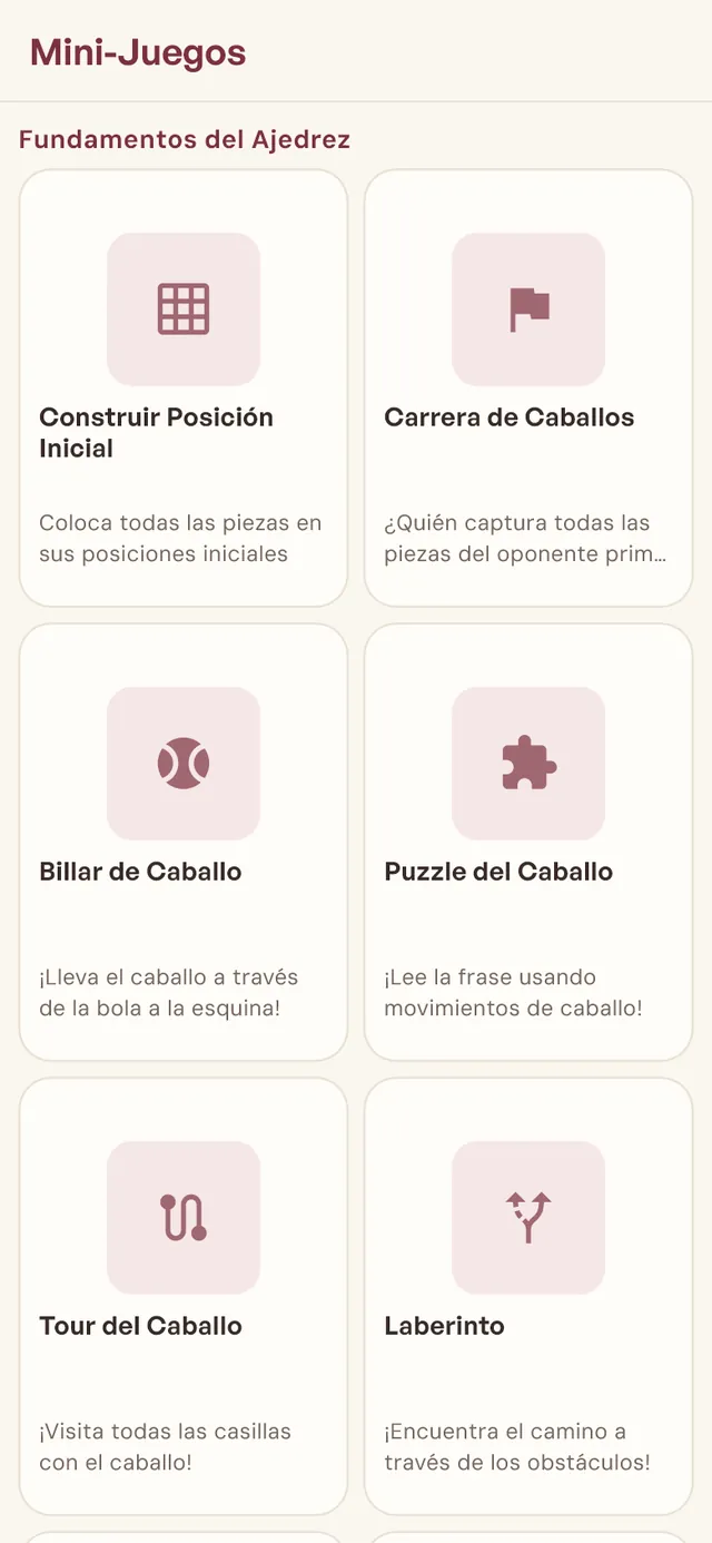 Resumen de juegos de la app WarumSchach